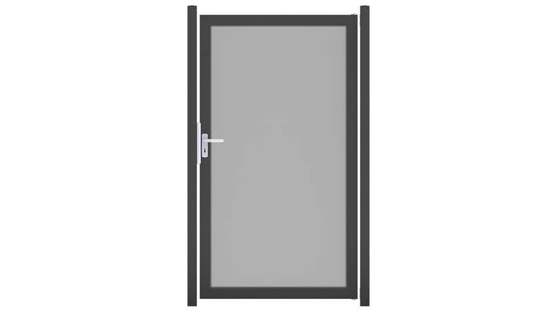 planeo Gardence Resistant - HPL-Sichtschutz Tor Uni Grau | mit DB703 Anthrazit-Alurahmen