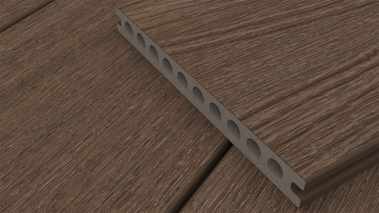 planeo MAXLine Nature - 3m WPC CoEx ummantelte XL Terrassendiele Verbundprofil leicht - Ipe Braun strukturiert/glatt gebürstet