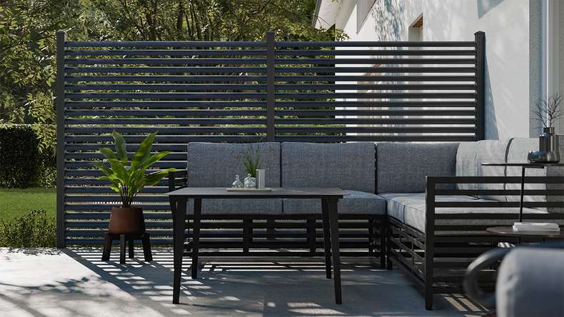 planeo Gardence Metallic Ellipse - Alu-Gartenzaun Quadratisch Anthrazit | DB703