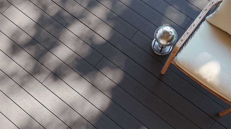 planeo LightWood WPC-Terrasse Komplett-Set Hohlkammerdiele 4.8m (8.64m²) - Hellgrau gerillt/genutet