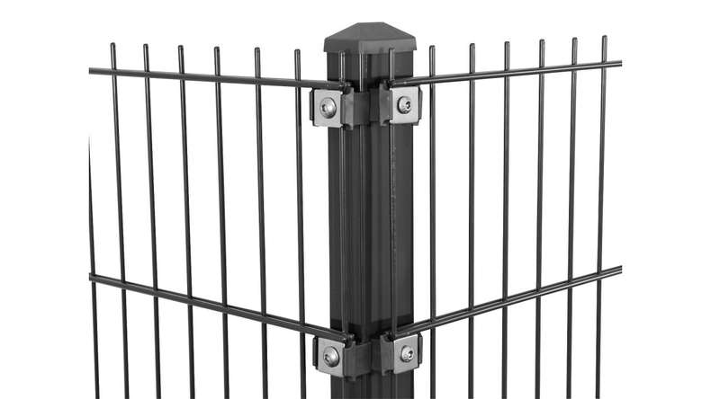 Eckpfosten Typ P Anthrazit für Doppelstabmattenzaun - Zaunhöhe 830 mm