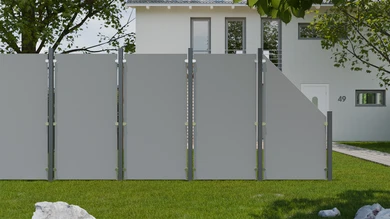 planeo Gardence Resistant - HPL-Sichtschutzzaun Hochkant Uni Grau 90 x 180cm