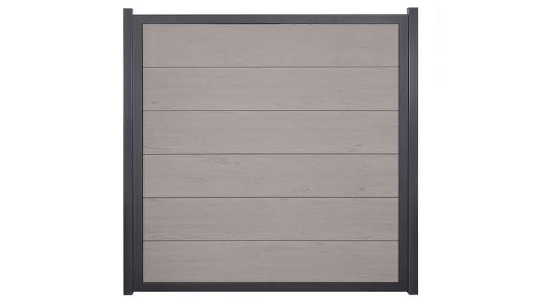 planeo Gardence Guard - BPC-Gartenzaun Quadratisch Bi-Color Sand mit Alu-Rahmen in Anthrazit