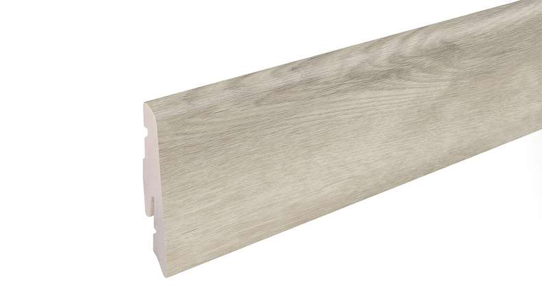 planeo Sockelleiste SolutionX 2in1 - 2400 x 14 x 58 mm Eiche Hellgrau (SL0076)