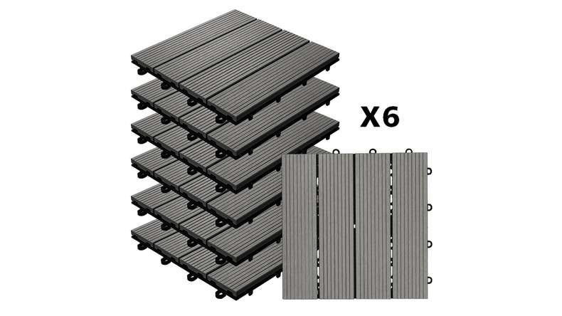 planeo WPC-Terrassenfliese grau 30x30 cm - 6 Stk