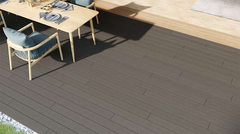 planeo LineWood WPC Terrassendiele Massiv - Hellgrau 4.2m gerillt/genutet