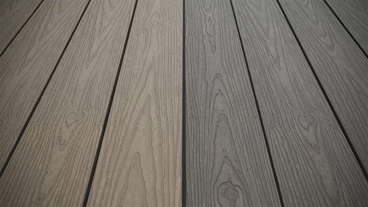 planeo CoEXWood WPC Terrassendiele Massiv ummantelt - Grau/Zement 3m strukturiert