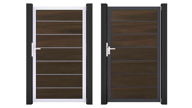 planeo Gardence Deluxe - BPC-Universaltor Walnuss co-ex mit Alurahmen 100 x 180 x 4 cm