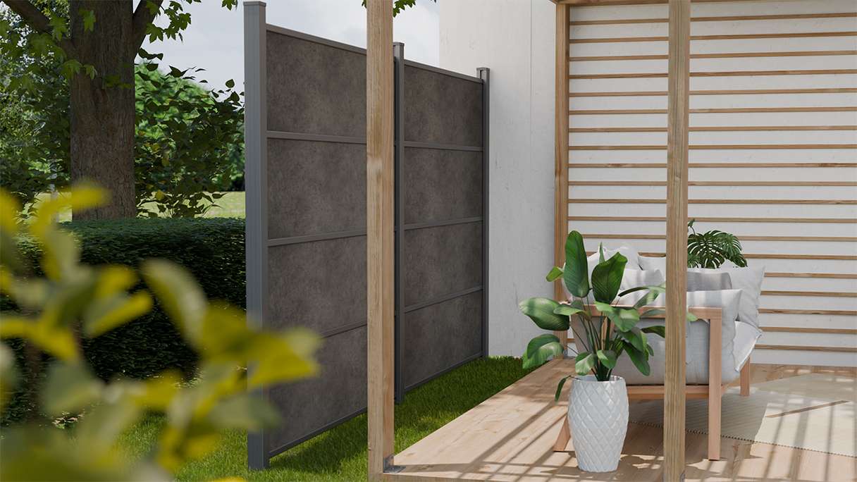 planeo Gardence Resistant - HPL-Steckzaun Anthrazitgrau 180 x 183 cm