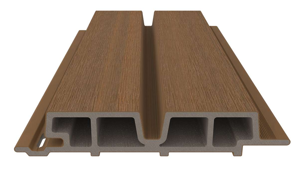 planeo LINEA Wide - WPC CoEx Fassadenverkleidung Burma Teak 2900 x 181 mm