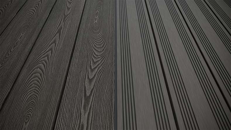 planeo SolidWood WPC Terrassendiele Massiv - Dunkelgrau 3m französisch/strukturiert