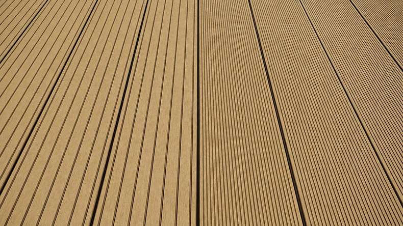 planeo LineWood WPC Terrassendiele Massiv - Erdbraun 3m gerillt/genutet