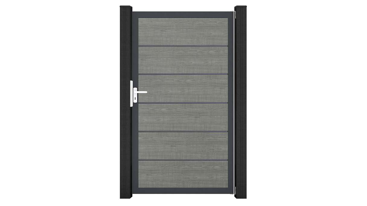 planeo Gardence Simply Premium - PVC-Universaltor Grey Ash Cut mit Alu-Rahmen 100 x 180 cm