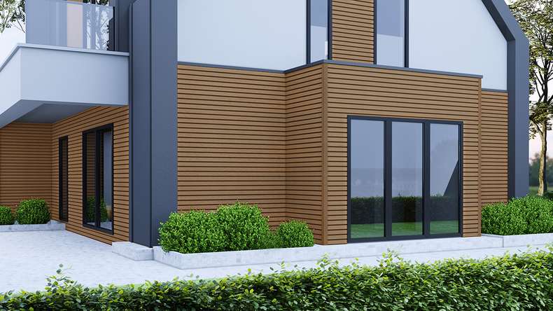 planeo LINEA Wide - WPC CoEx Fassadenverkleidung Burma Teak 2900 x 181 mm