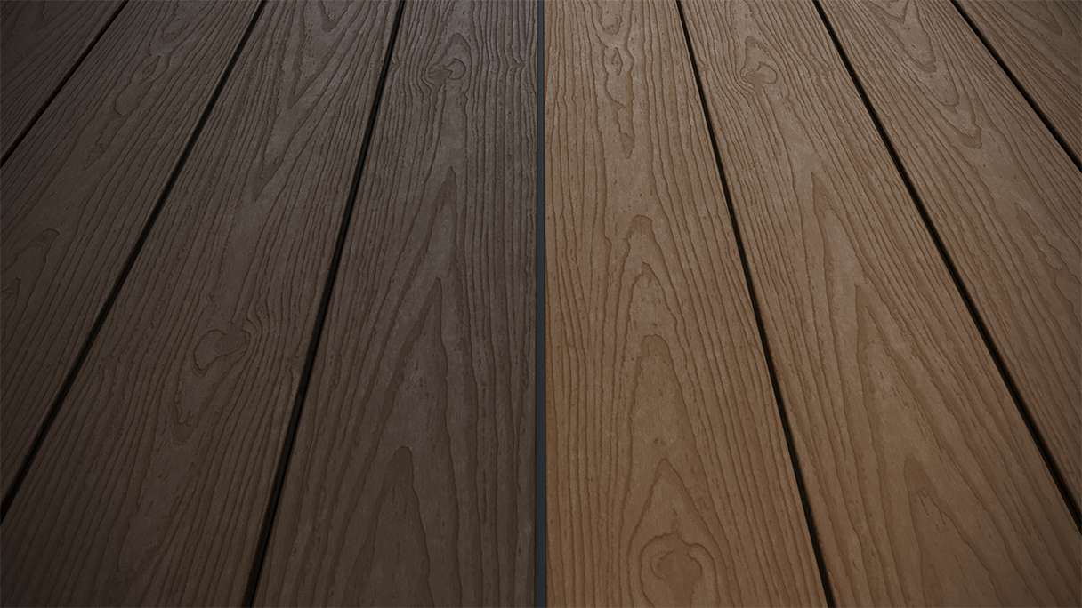 planeo CoEXWood WPC Terrassendiele Massiv ummantelt - Hellbraun/Dunkelbraun 4.2m strukturiert