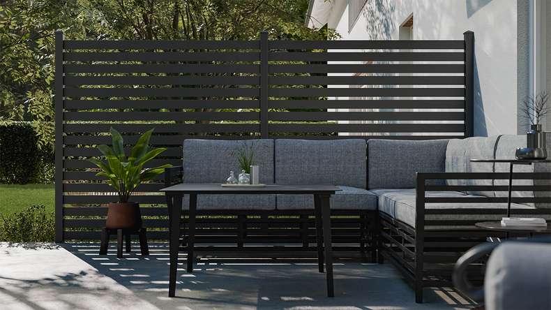 planeo Gardence Metallic Edge - Alu-Gartenzaun Quadratisch Anthrazit | DB703