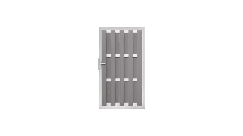 planeo Gardence Premade - BPC-Tor DIN Rechts Hellgrau 100 x 180 x 4,0cm - Rahmen Silber