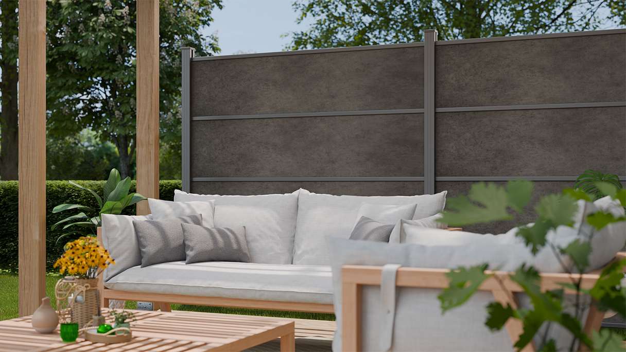 planeo Gardence Resistant - HPL-Steckzaun Anthrazitgrau 180 x 183 cm