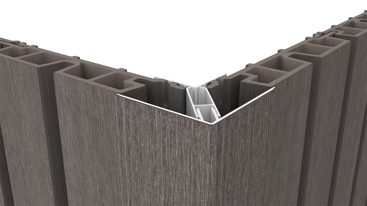 planeo LINEA - Alu CoEx Außeneckprofil Dunkelgrau 3000 x 66 x 66 mm