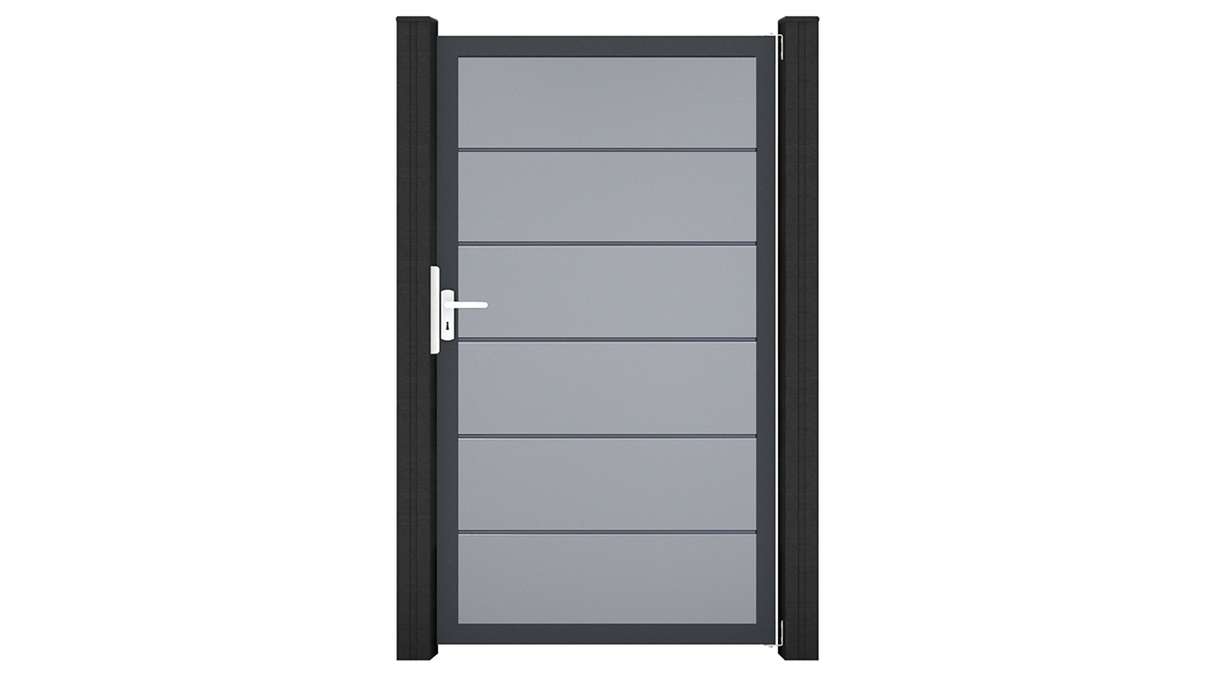 planeo Gardence Simply Premium - PVC-Universaltor Silbergrau mit Alu-Rahmen 100 x 180 cm