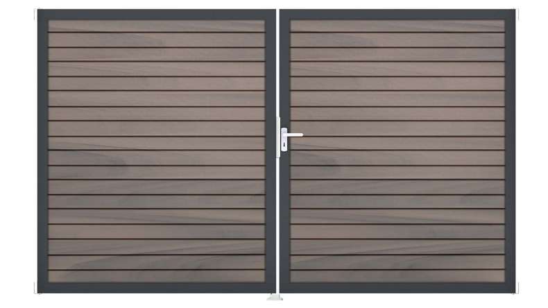planeo Gardence Trendy - BPC-Rhombus-Tor - 2-flügelig Bi-Color co-ex mit Alurahmen