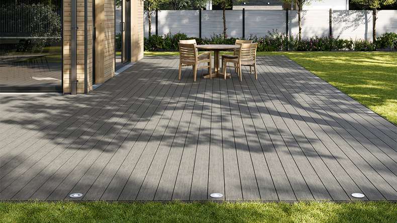 planeo AntikWood WPC Terrassendiele Massiv - Steingrau 3.6m antik gealtert
