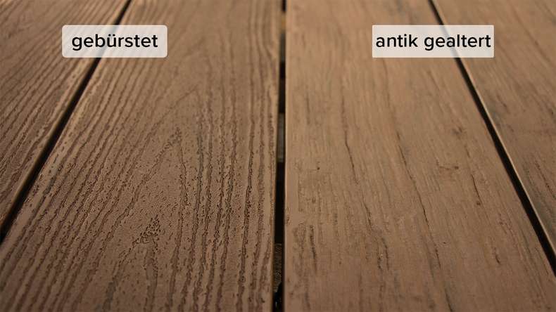 planeo TitanWood - Massivdiele dunkel-braun antik gealtert/gebürstet 4m | 5m