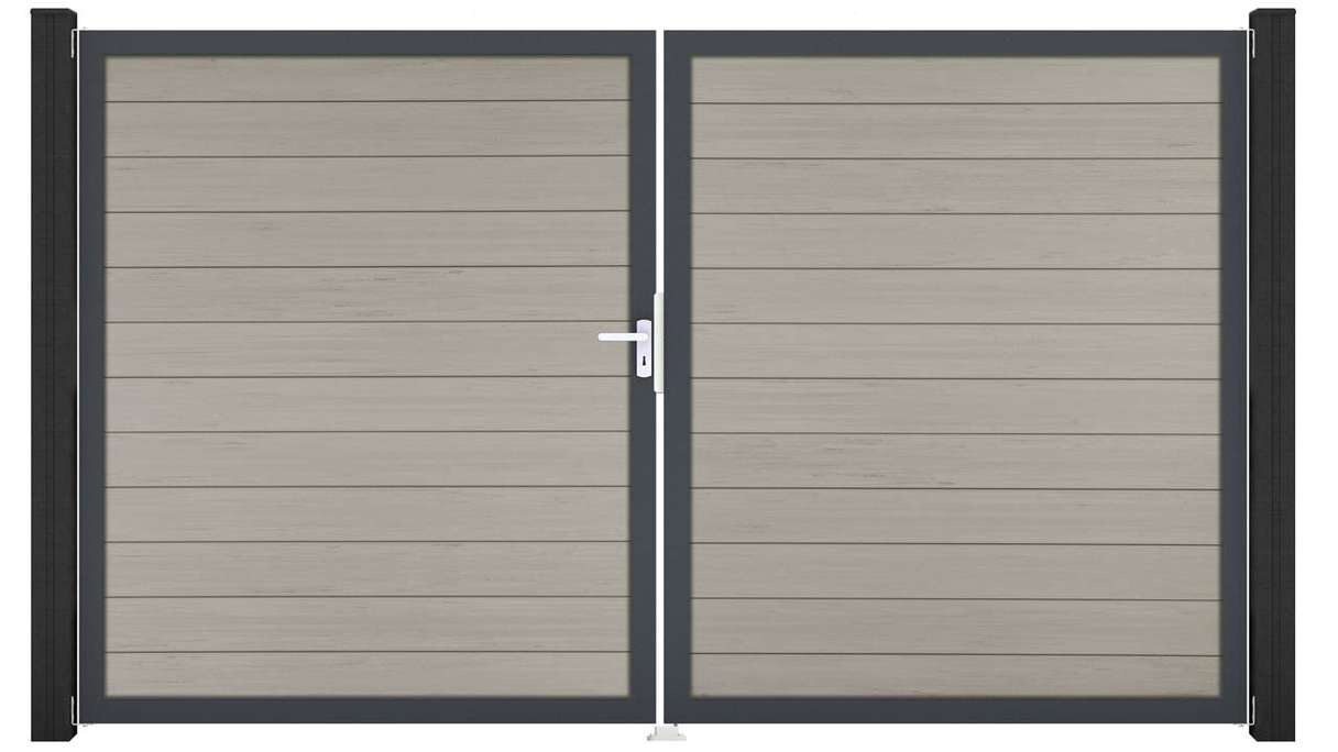 planeo Gardence Strong - BPC-Tor - 2-flügelig Bi-Color Sand mit Alurahmen