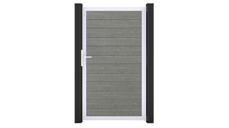 planeo Gardence Simply Small - PVC-Universaltor Grey Ash Cut mit Alu-Rahmen 100 x 180 cm
