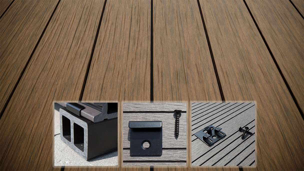 planeo AntikWood WPC-Terrasse Komplett-Set Massivdiele 4.2m (17.29m²) - Hellbraun antik gealtert