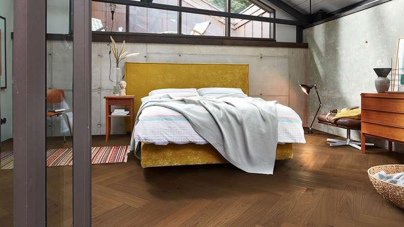 planeo Holzboden - Edelholz Herringbone Nussbaum Notodden | Made in Germany (EDP-4298)