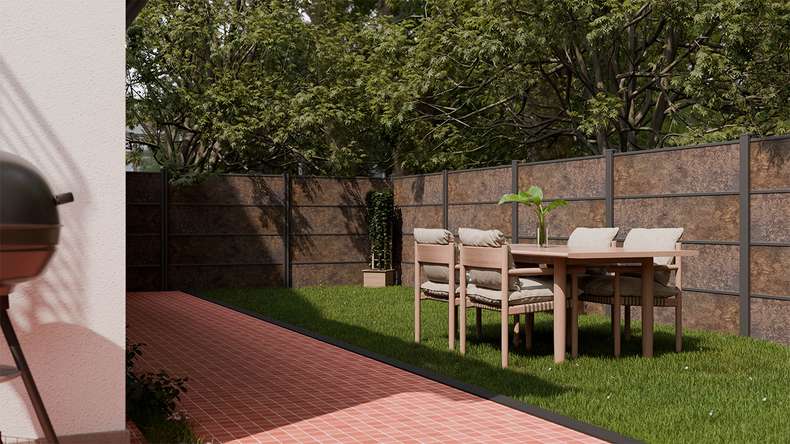 planeo Gardence Resistant - HPL-Steckzaun Rostoptik 180 x 183 cm