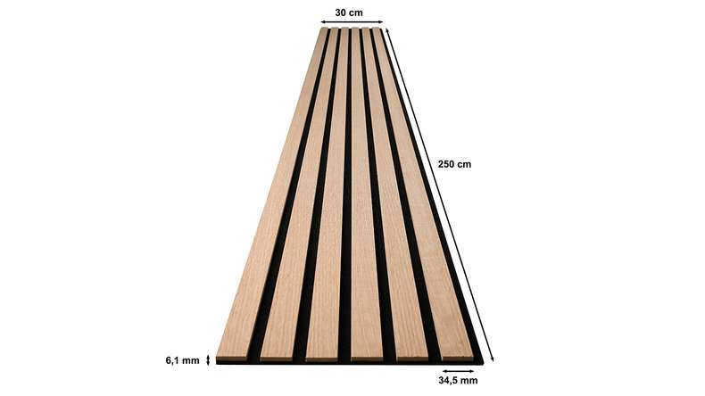 Skaben Akustikpaneele 6mm SilentWall Comfort Light - Eiche Hellbraun - 250 x 30 cm