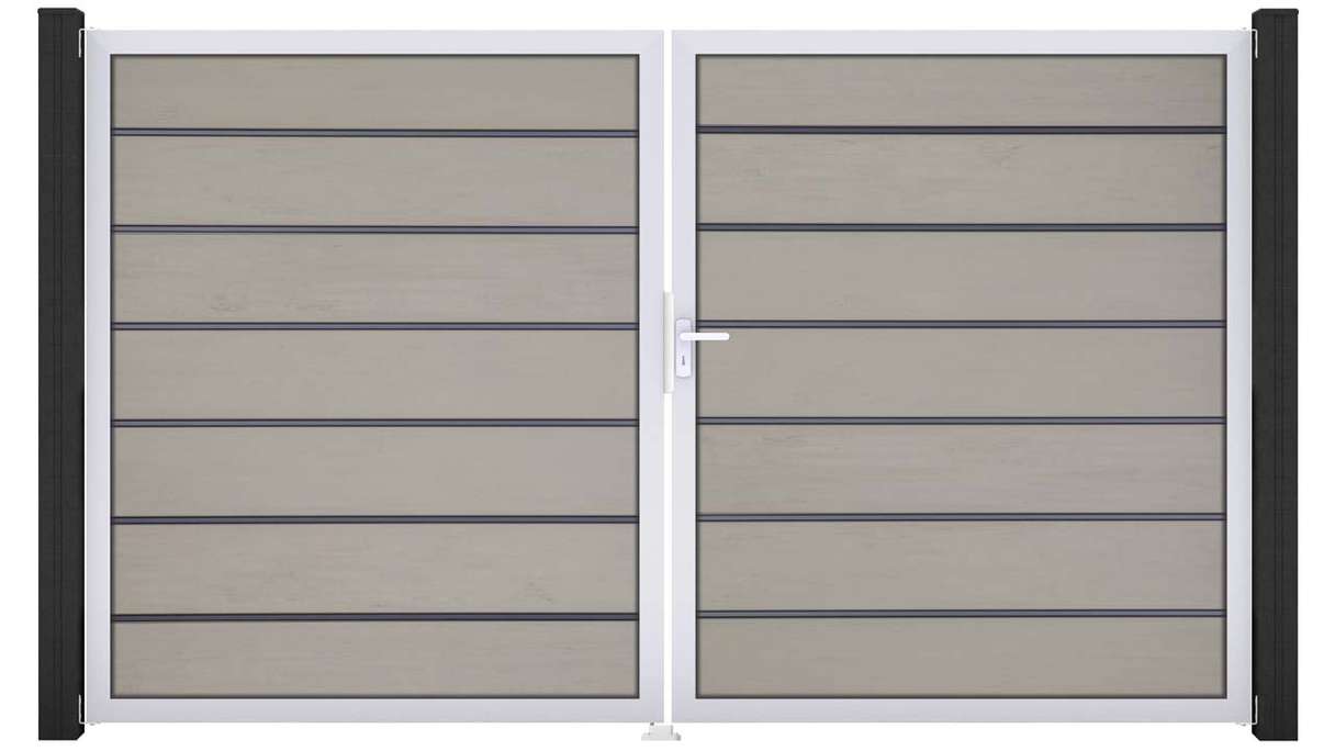 planeo Gardence Deluxe - BPC-Tor - 2-flügelig Bi-Color Sand mit Alurahmen