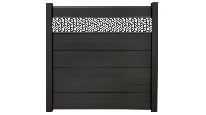 planeo Gardence Strong - BPC-Steckzaun Leafs Anthrazitgrau 180 x 180 cm