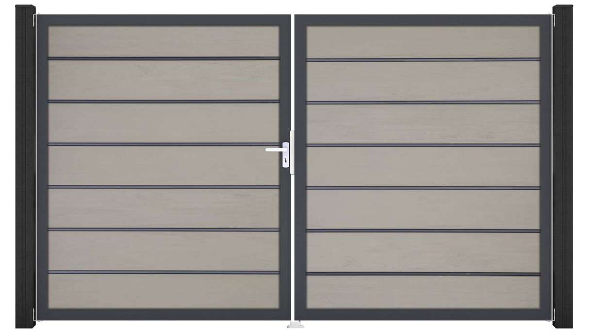 planeo Gardence Deluxe - BPC-Tor - 2-flügelig Bi-Color Sand mit Alurahmen