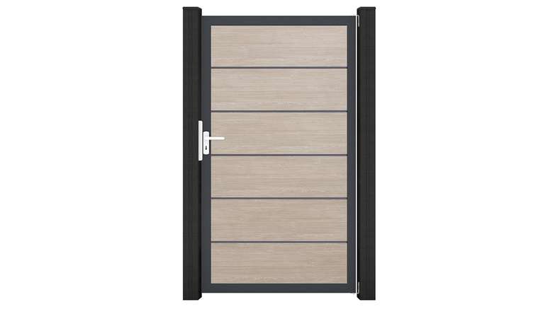 planeo Gardence Simply Premium - PVC-Universaltor Sheffield Oak mit Alu-Rahmen in Anthrazit | DB703 100 x 180 cm