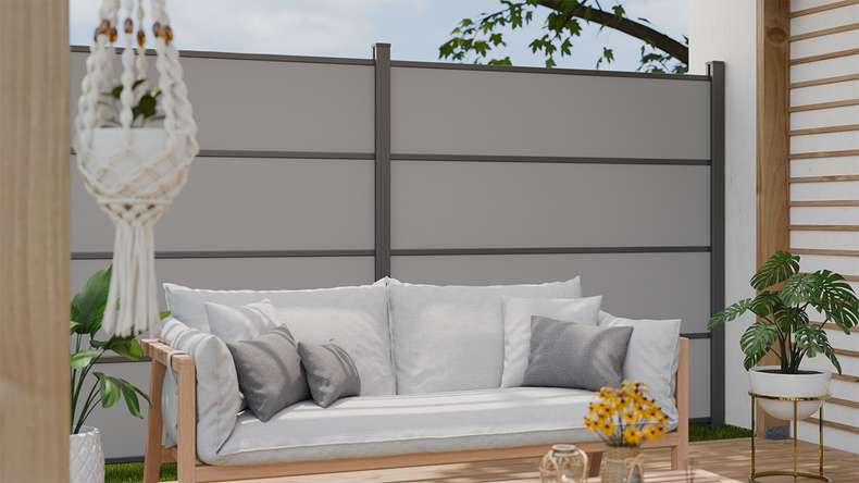 planeo Gardence Resistant - HPL-Steckzaun Uni Grau 180 x 183 cm