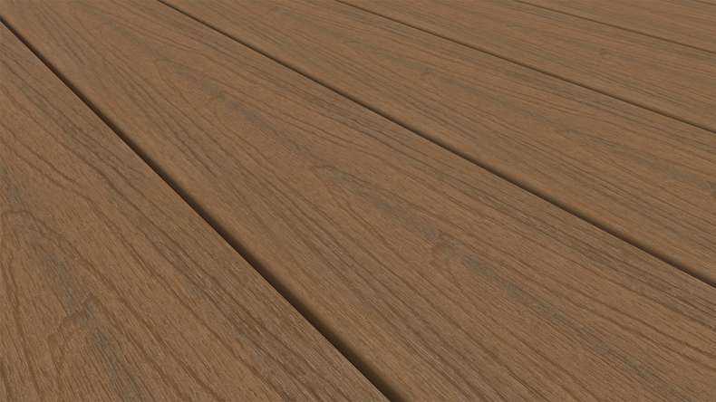planeo WOODLine Nature - 3m WPC CoEx ummantelte Terrassendiele Verbundprofil leicht - Burma Teak strukturiert/glatt gebürstet