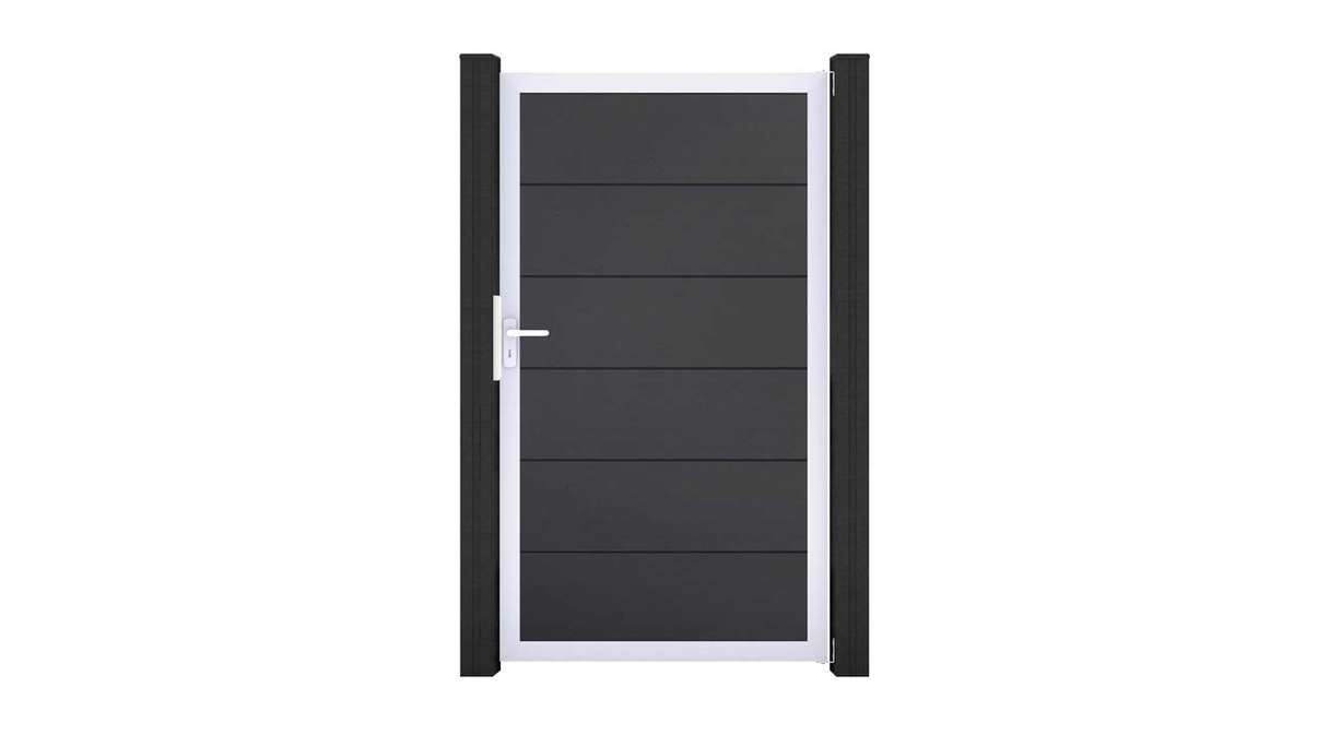planeo Gardence Simply - PVC-Universaltor Anthrazitgrau mit Alu-Rahmen 100 x 180 cm