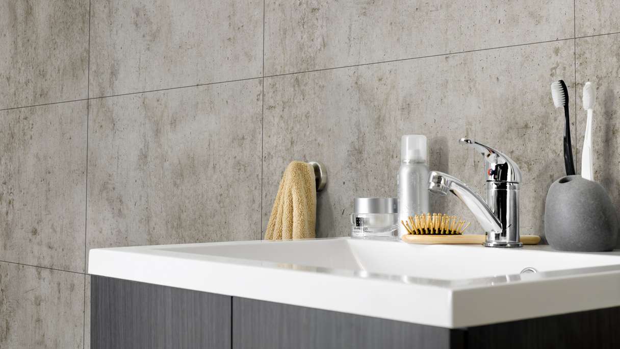planeo StrongWall - Wandverkleidung Kunststoff Dark Cement 65 x 37,5 cm