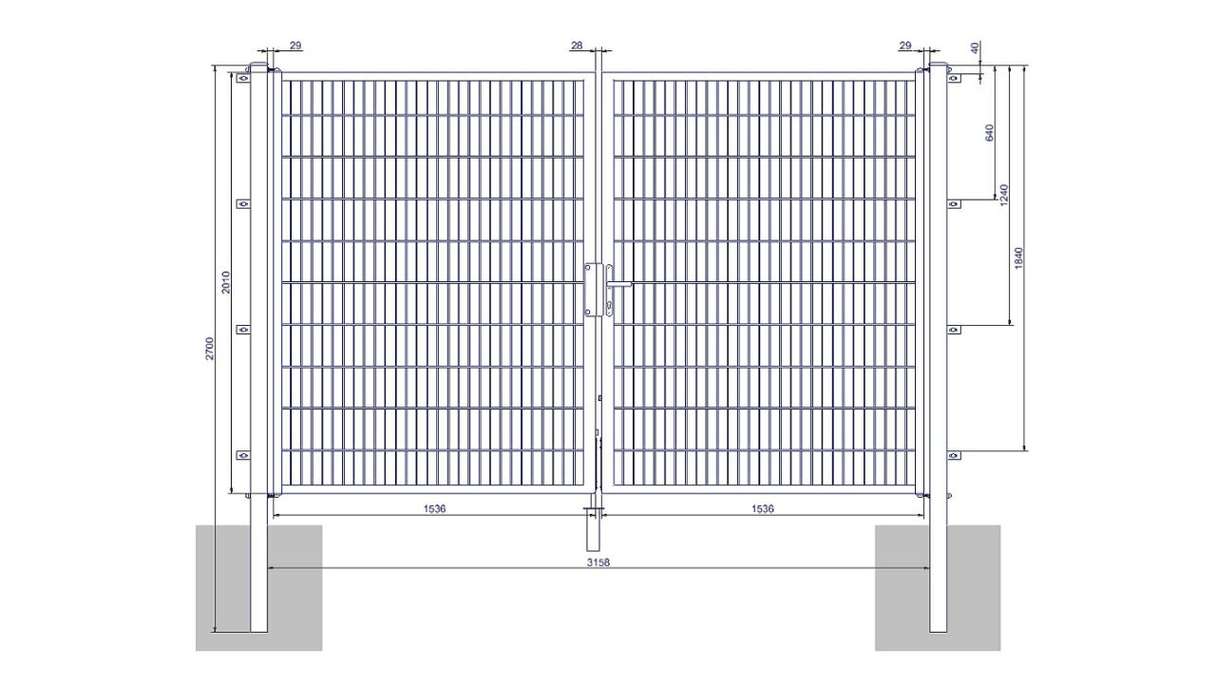 planeo Universaltor medium 2-flg. Moosgrün H 2000 x B 3158 mm inkl. Torpfosten
