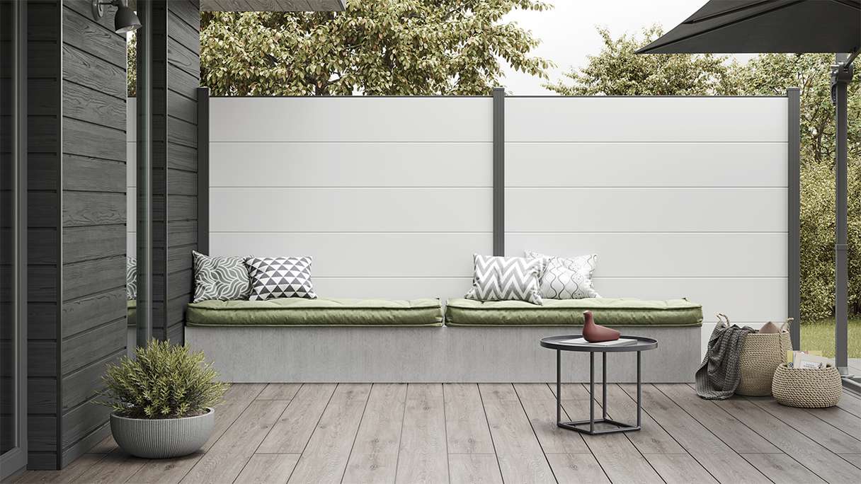 planeo Gardence Simply - PVC-Steckzaun Quadratisch Weiss 180 x 180 cm