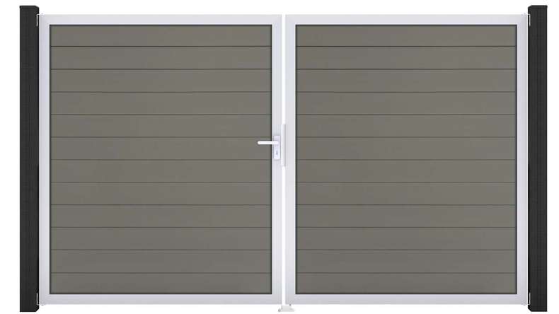 planeo Gardence Strong - BPC-Tor - DIN Links 2-flügelig Grau mit Silber-Alurahmen 