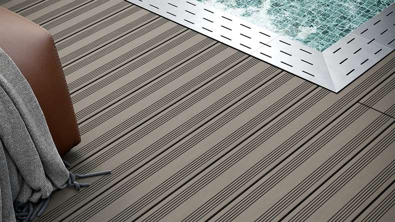 planeo SolidWood WPC-Terrasse Komplett-Set Massivdiele 3m (18.52m²) - Hellgrau französisch/strukturiert