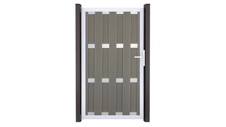 planeo Gardence Premade - BPC-Tor DIN Links Hellgrau 100 x 180 x 4cm - Rahmen Silber