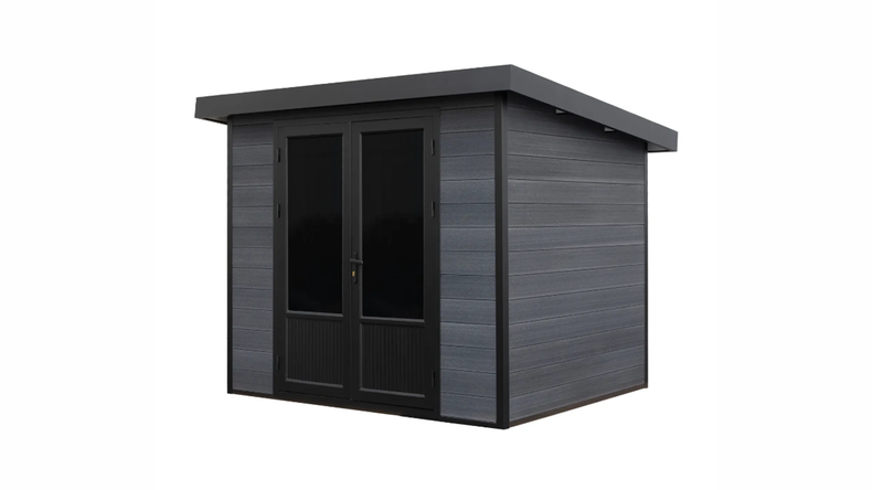 planeo WPC CoEx Pultdach Gartenhaus S - Anthrazit 240 x 240 cm