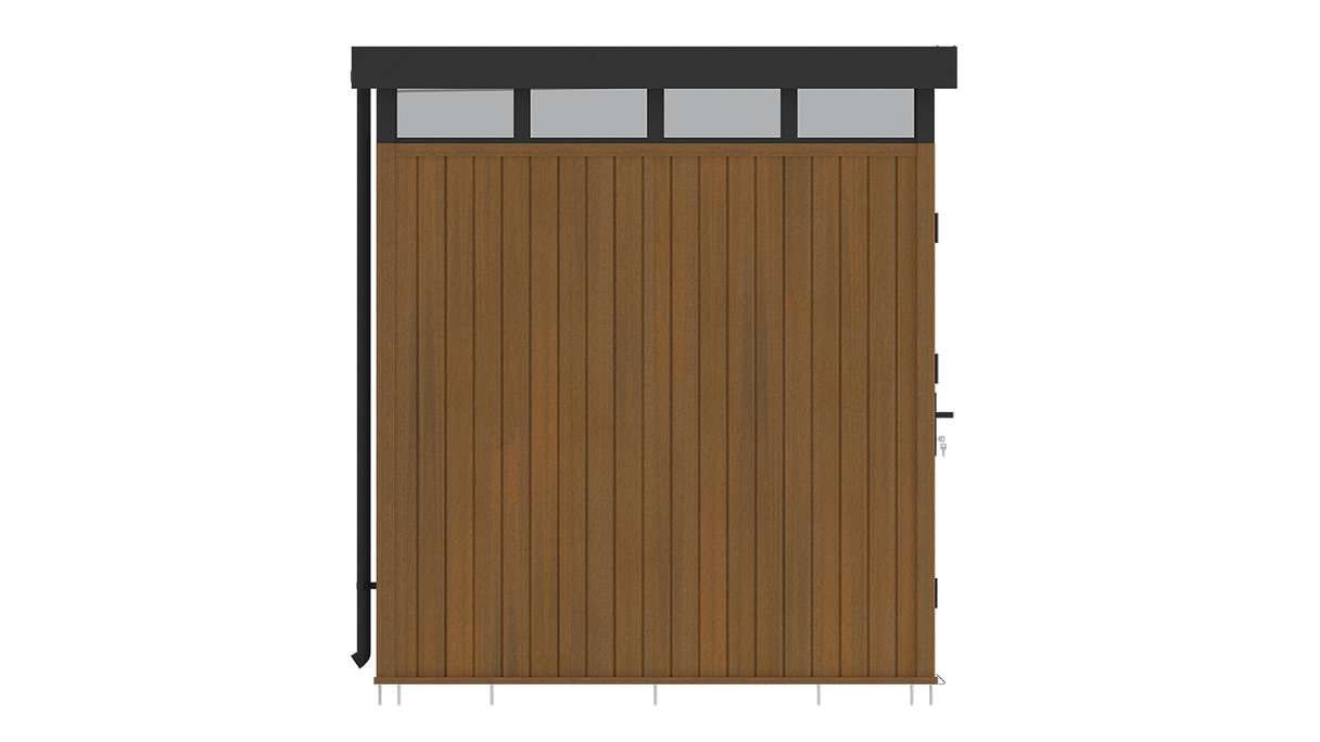 planeo WPC CoEx Flachdach Gartenhaus S - Burma Teak 208 x 200 x 226.5 cm