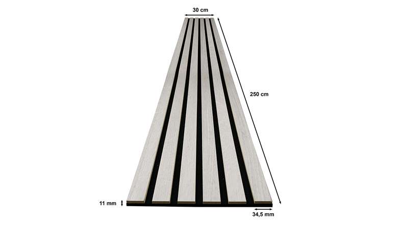 Skaben Akustikpaneele SilentWall Comfort - Eiche Weiß - 250 x 30 cm