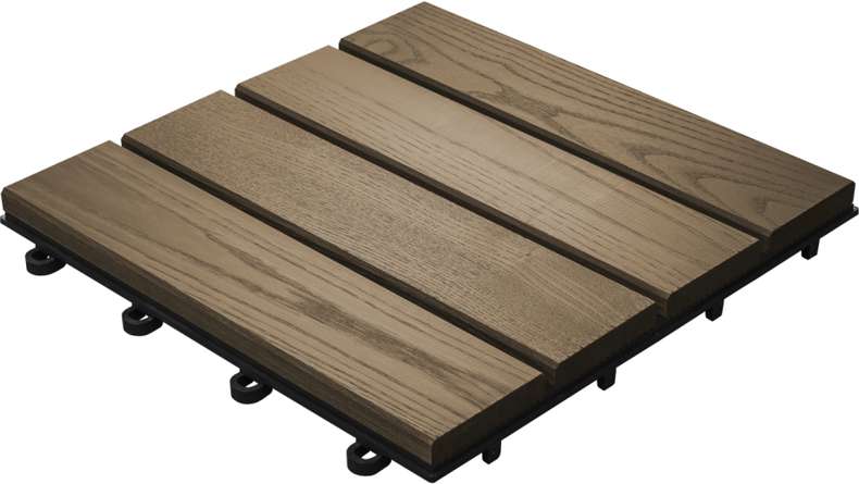planeo Holz-Terrassenfliese Thermoesche glatt 30x30 cm - 6 Stk